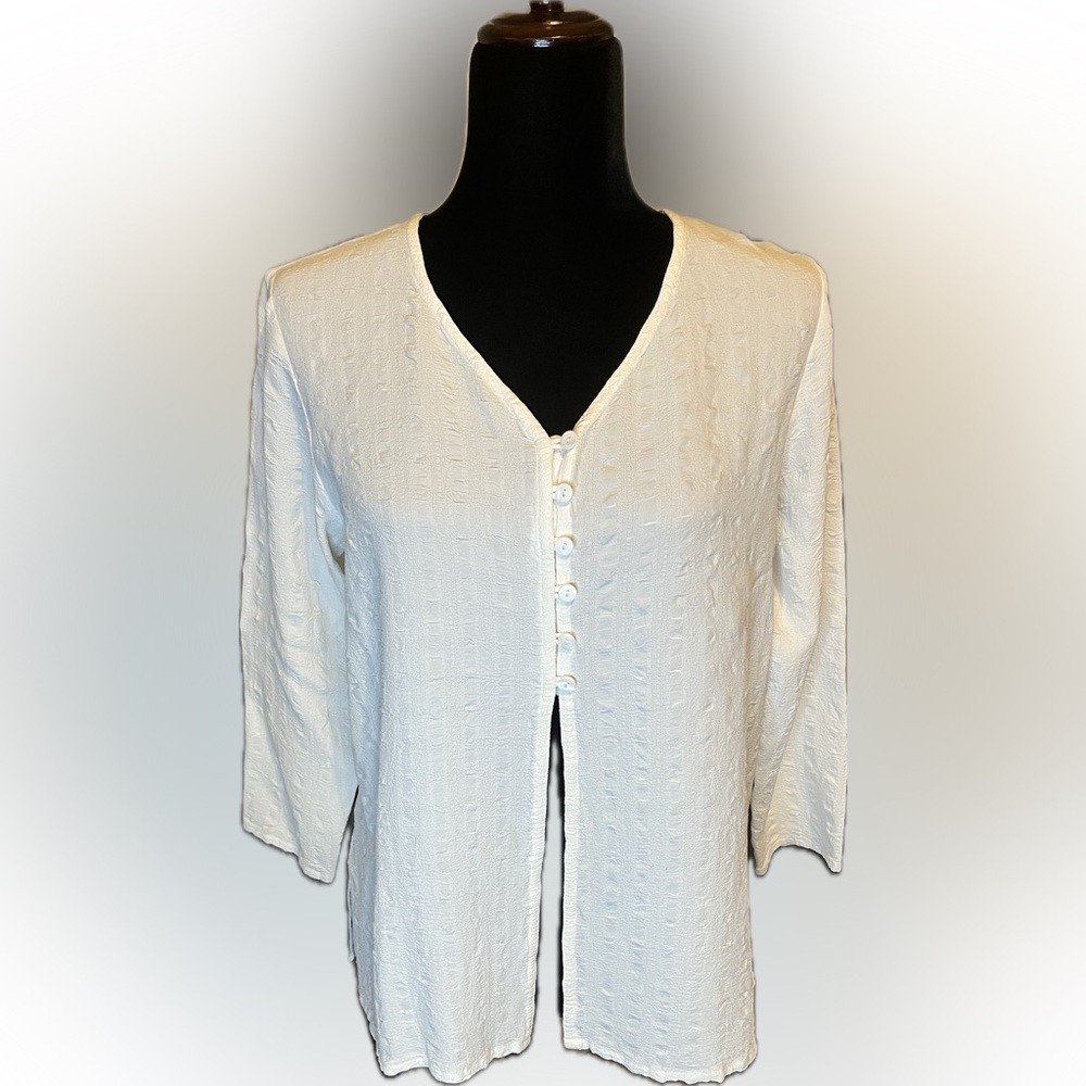 Laura Ashley 90’s Vintage Textured White Blouse size 10